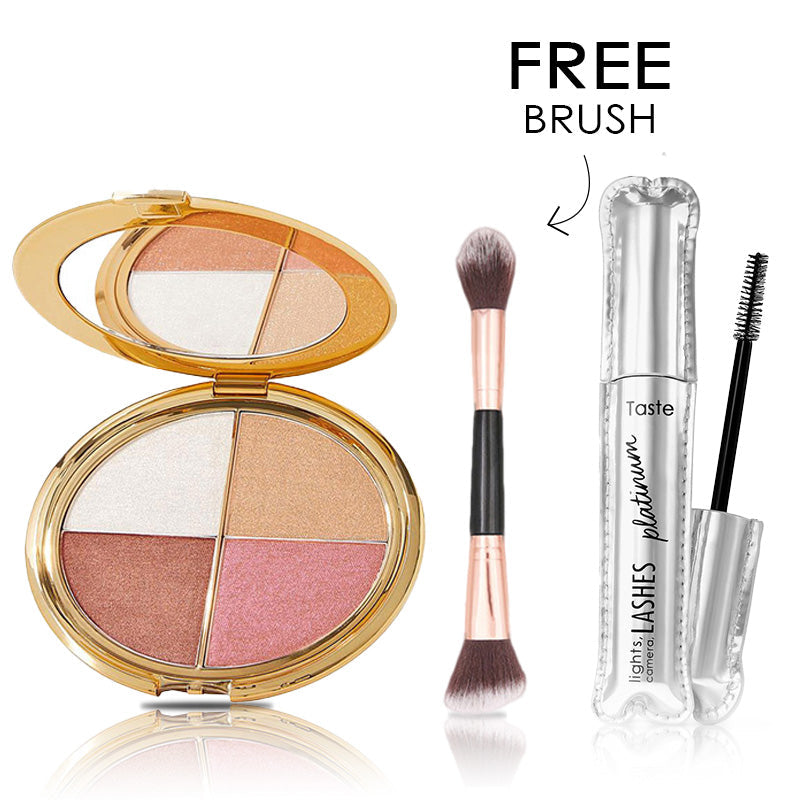 😍Last 3 hours 60% off⏰eye & cheek palette - eyeshadow and highlighter makeup (with Detachable Brush)